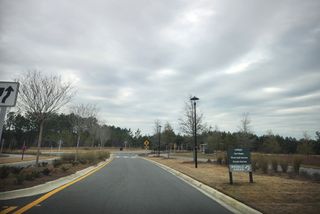 Street view A scenic entrance with landscaped roads in Del Webb Wildlight by Del Webb, Wildlight, FL, welcoming residents to nature.