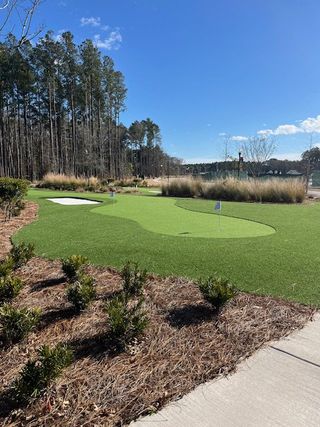 A scenic putting green amidst lush landscaping in Horizons at Summers Corner | 55+: The Legends by Lennar (Summerville, SC).