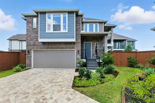 New construction Single-Family house 23814 Sumac Bluff Trl, Katy, TX 77493 plan Oakdale – Courtyard Collection - image