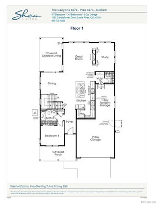 New construction Single-Family house 7462 Copper Sky Way, Castle Rock, CO 80108 4074 Corbett Exterior B - Colorado Ranch- photo